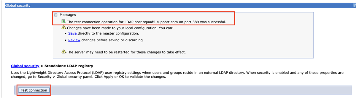 Test LDAP connectivity 